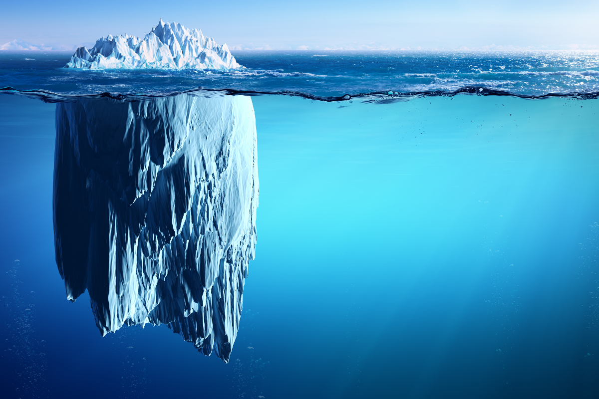 an iceberg in the ocean; a day trading loss teaches more than can be seen at first